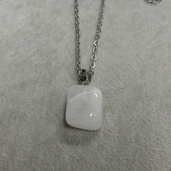 Natural Quartz Crystal Necklace Gemstone Pendant Stainless-Steel Chain 20" - Picture 17 of 17